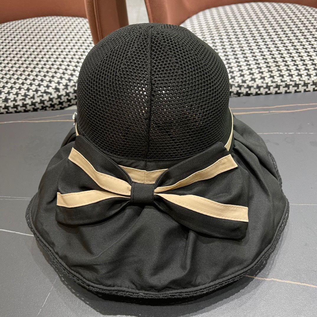  CHANEL 香奈儿 2024早春新款韩版蝴蝶结防紫外线大帽檐渔夫帽 全新立体，精致无暇！做工细致，独