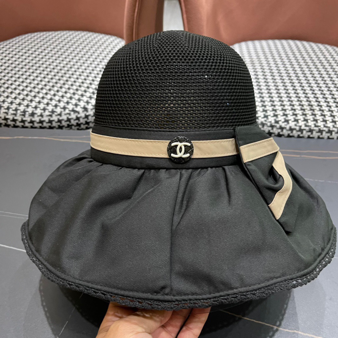  CHANEL 香奈儿 2024早春新款韩版蝴蝶结防紫外线大帽檐渔夫帽 全新立体，精致无暇！做工细致，独