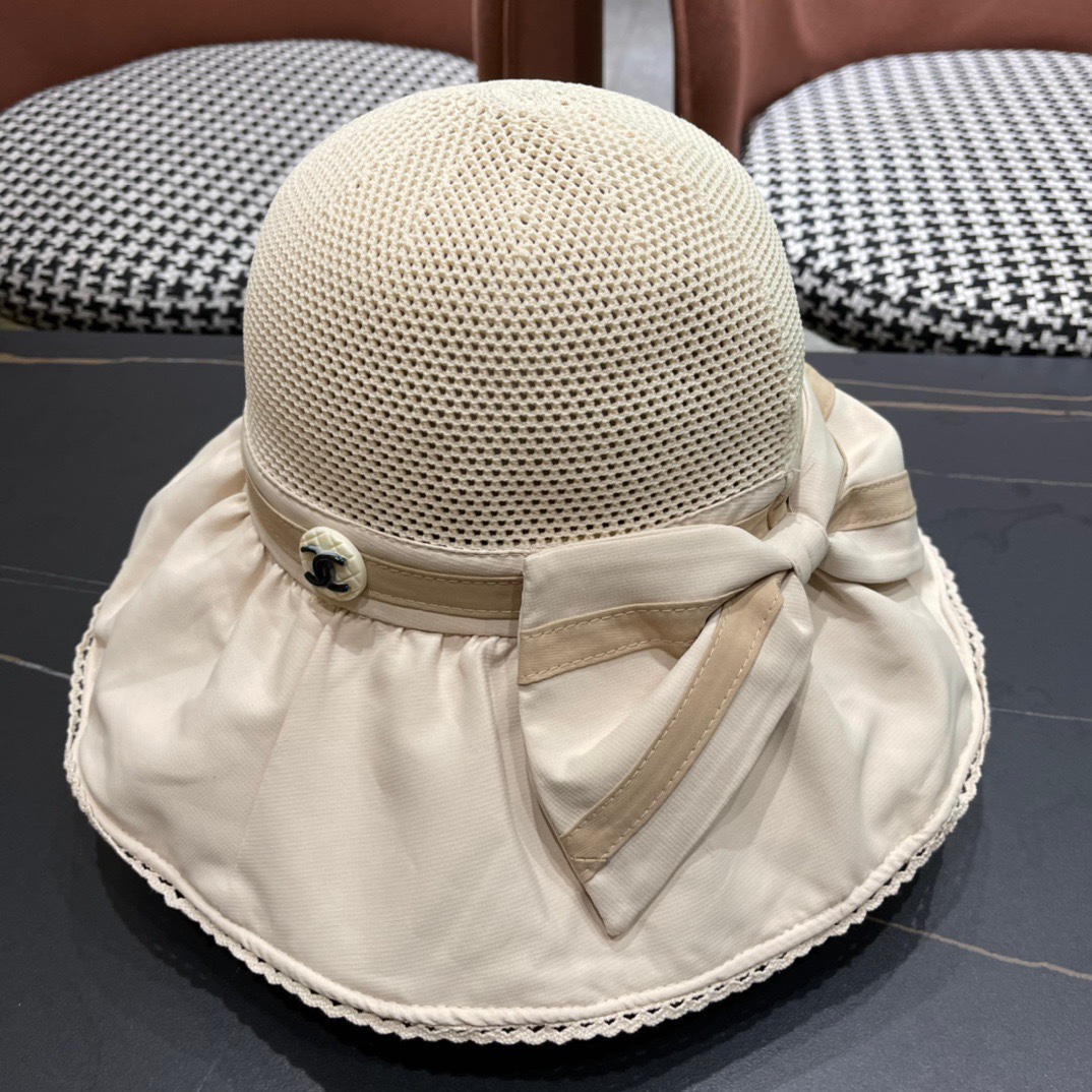  CHANEL 香奈儿 2024早春新款韩版蝴蝶结防紫外线大帽檐渔夫帽 全新立体，精致无暇！做工细致，独