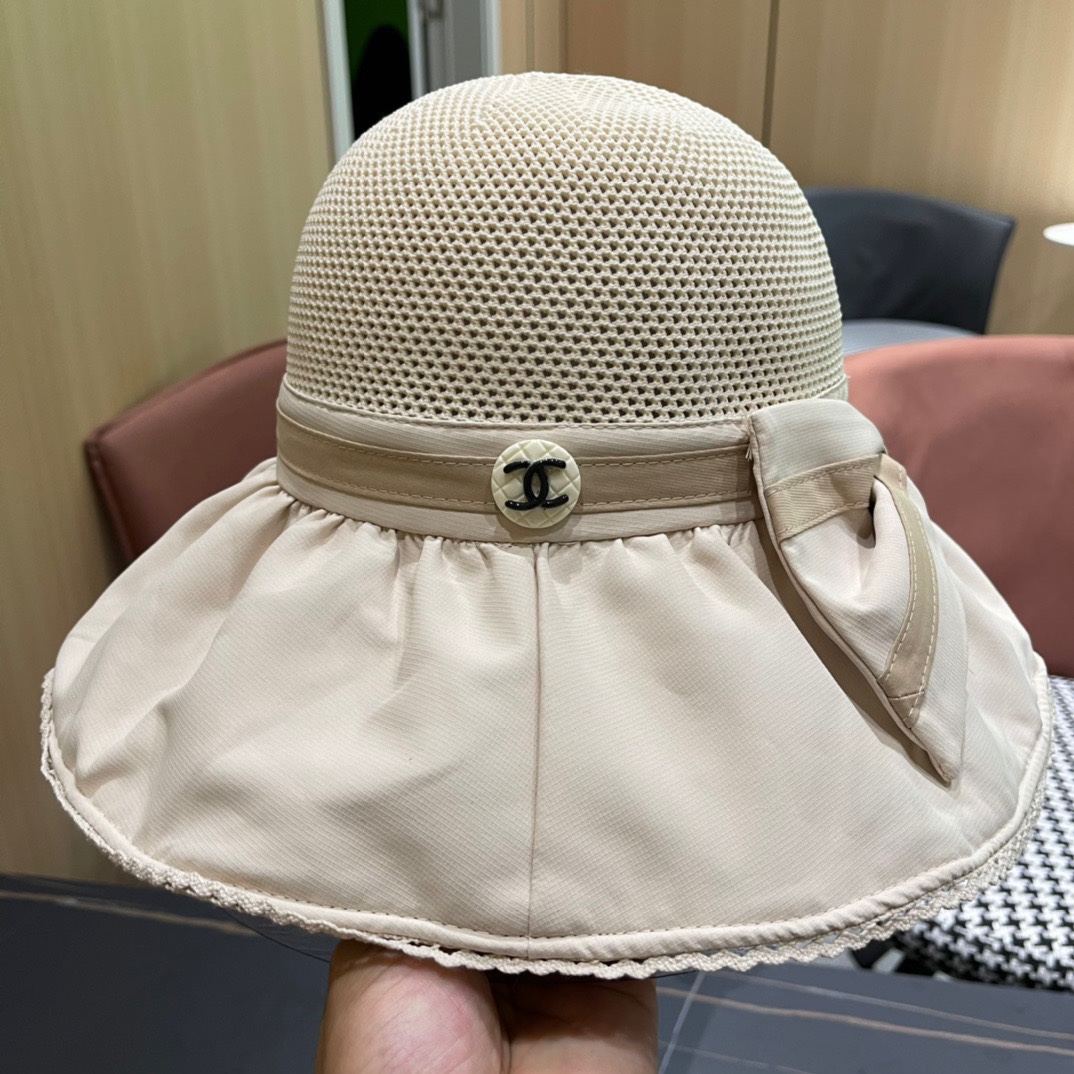  CHANEL 香奈儿 2024早春新款韩版蝴蝶结防紫外线大帽檐渔夫帽 全新立体，精致无暇！做工细致，独