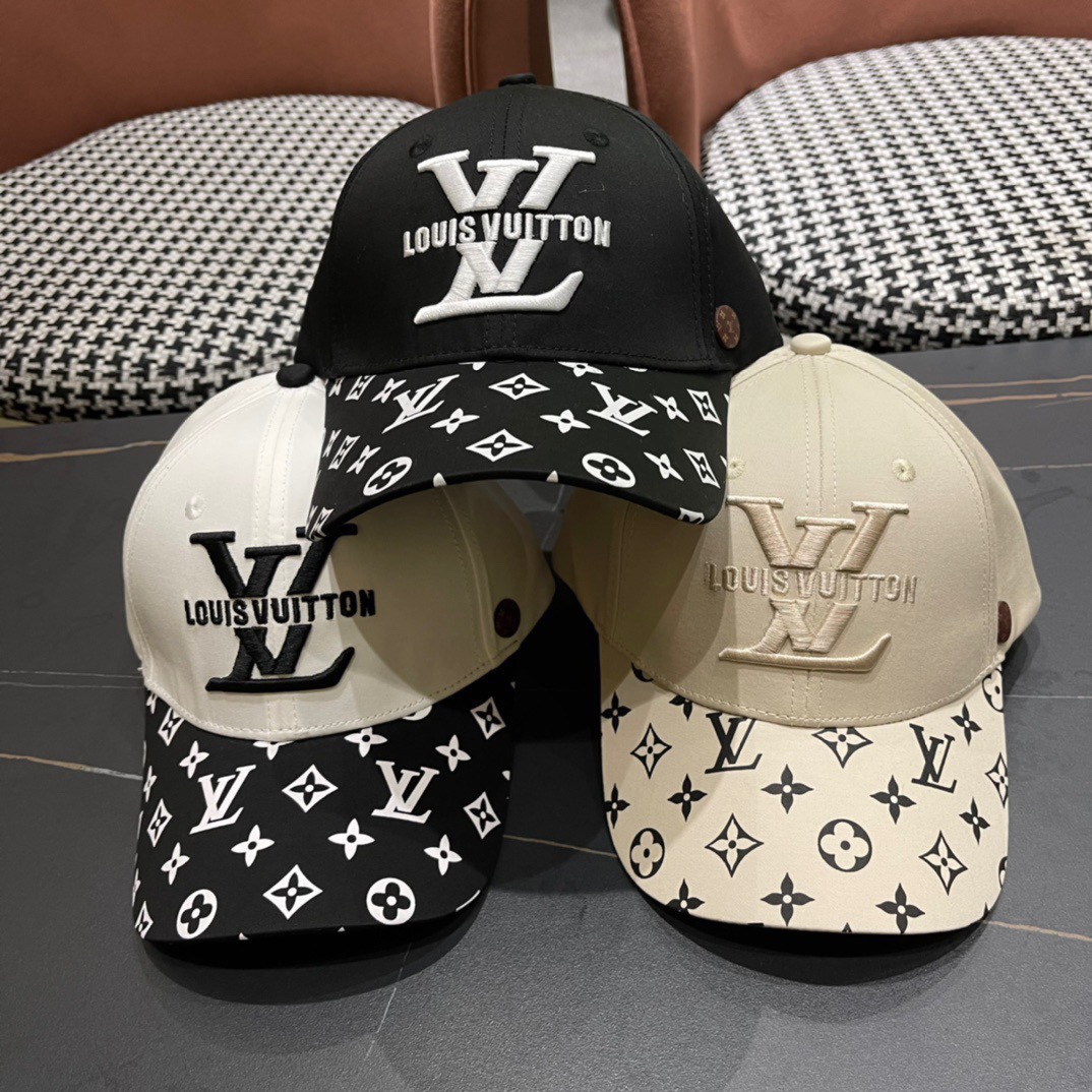 Gorra de béisbol bordada de LouiVuittonLV 2024 de tienda oficial, sencilla y elegante, sombrero para sol unisex