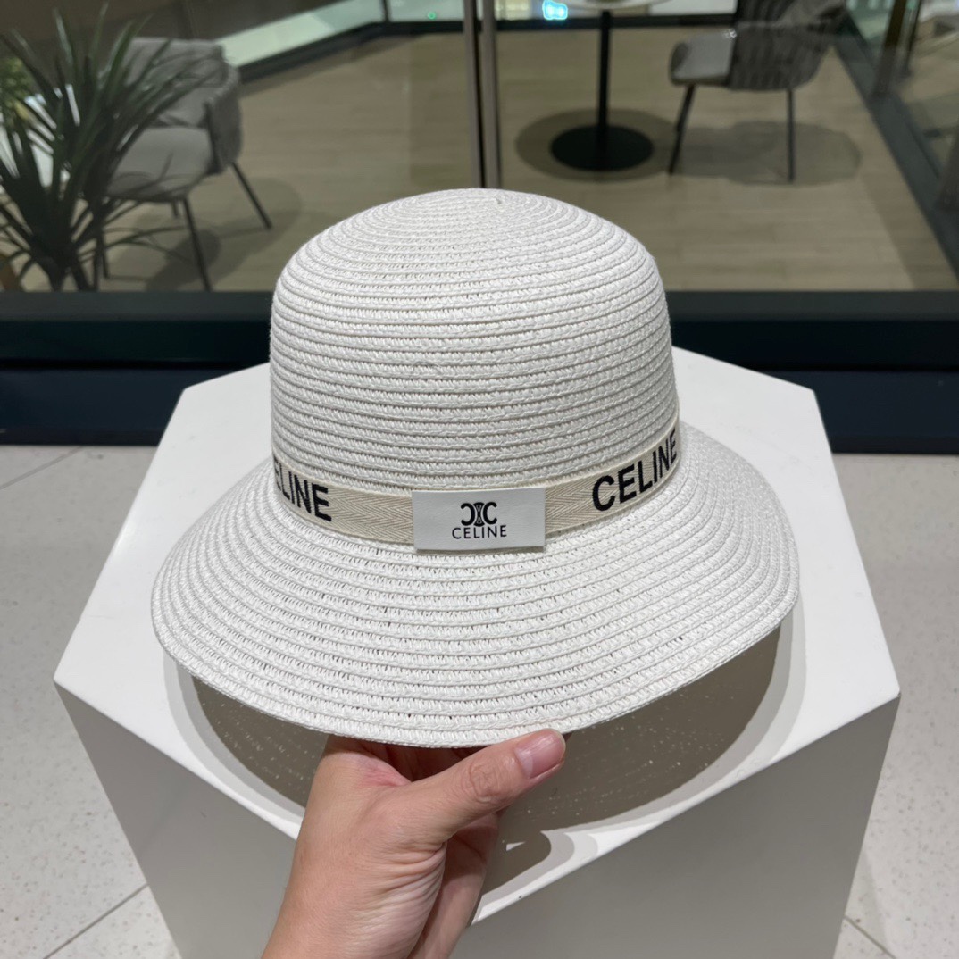  Celine赛琳新款草帽，遮掩小礼帽，黑 白 卡其三色 头围57cm