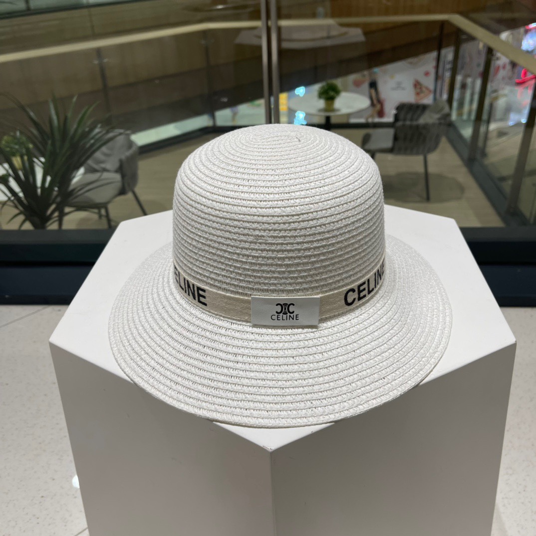  Celine赛琳新款草帽，遮掩小礼帽，黑 白 卡其三色 头围57cm