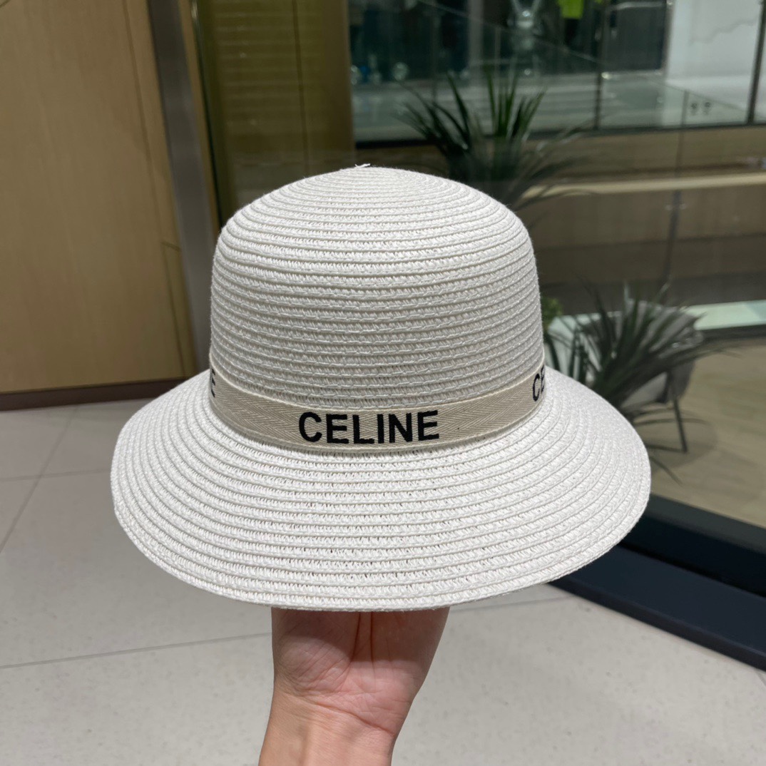  Celine赛琳新款草帽，遮掩小礼帽，黑 白 卡其三色 头围57cm
