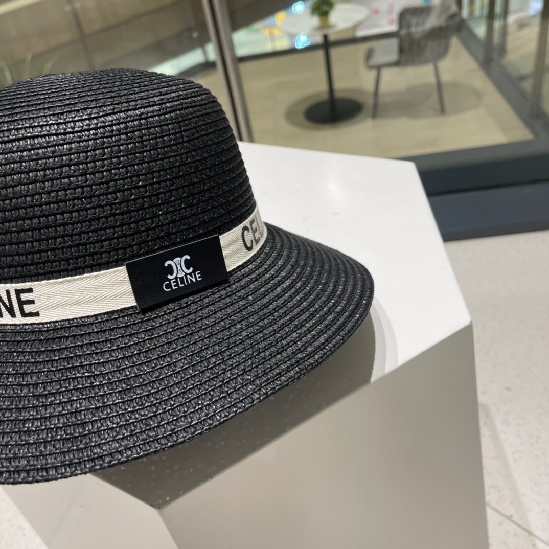  Celine赛琳新款草帽，遮掩小礼帽，黑 白 卡其三色 头围57cm