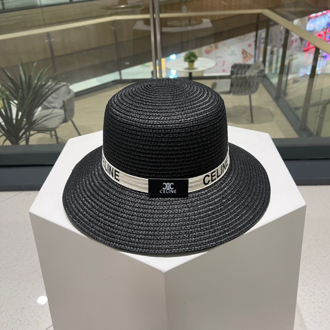 Celine赛琳新款草帽，遮掩小礼帽，黑 白 卡其三色 头围57cm
