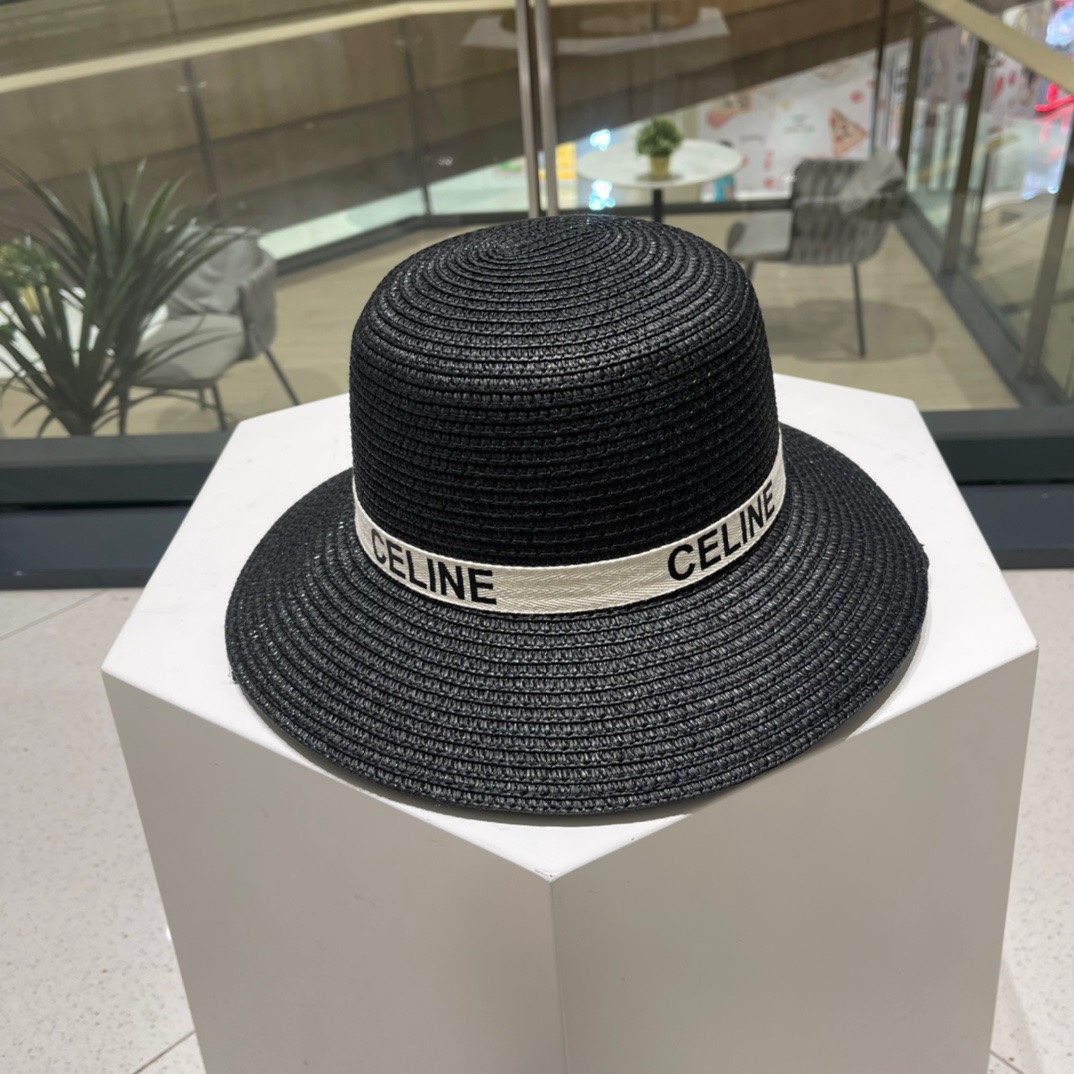  Celine赛琳新款草帽，遮掩小礼帽，黑 白 卡其三色 头围57cm