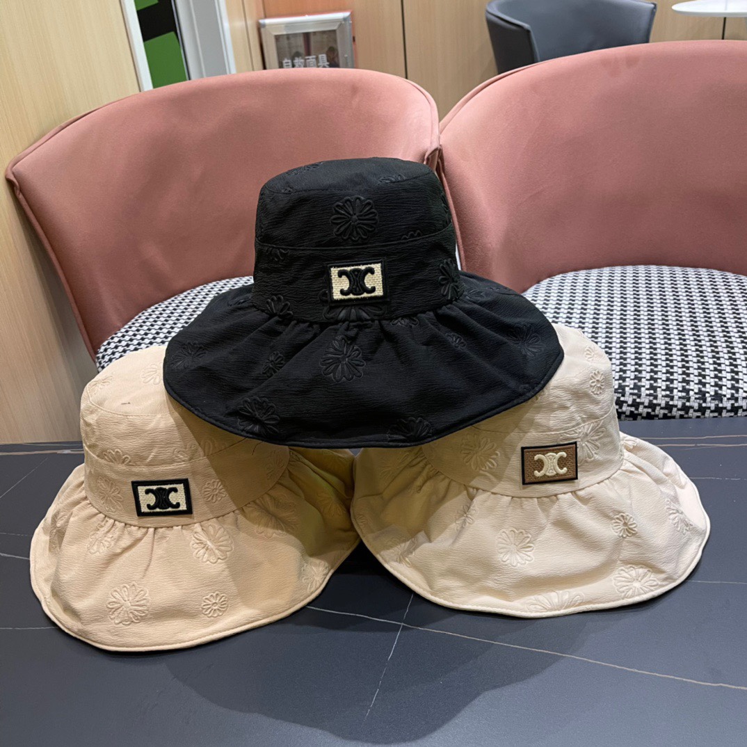 CELINE2024 Nuevo sombrero de pescador para mujer de primavera/verano, sombrero de sol estilo coreano