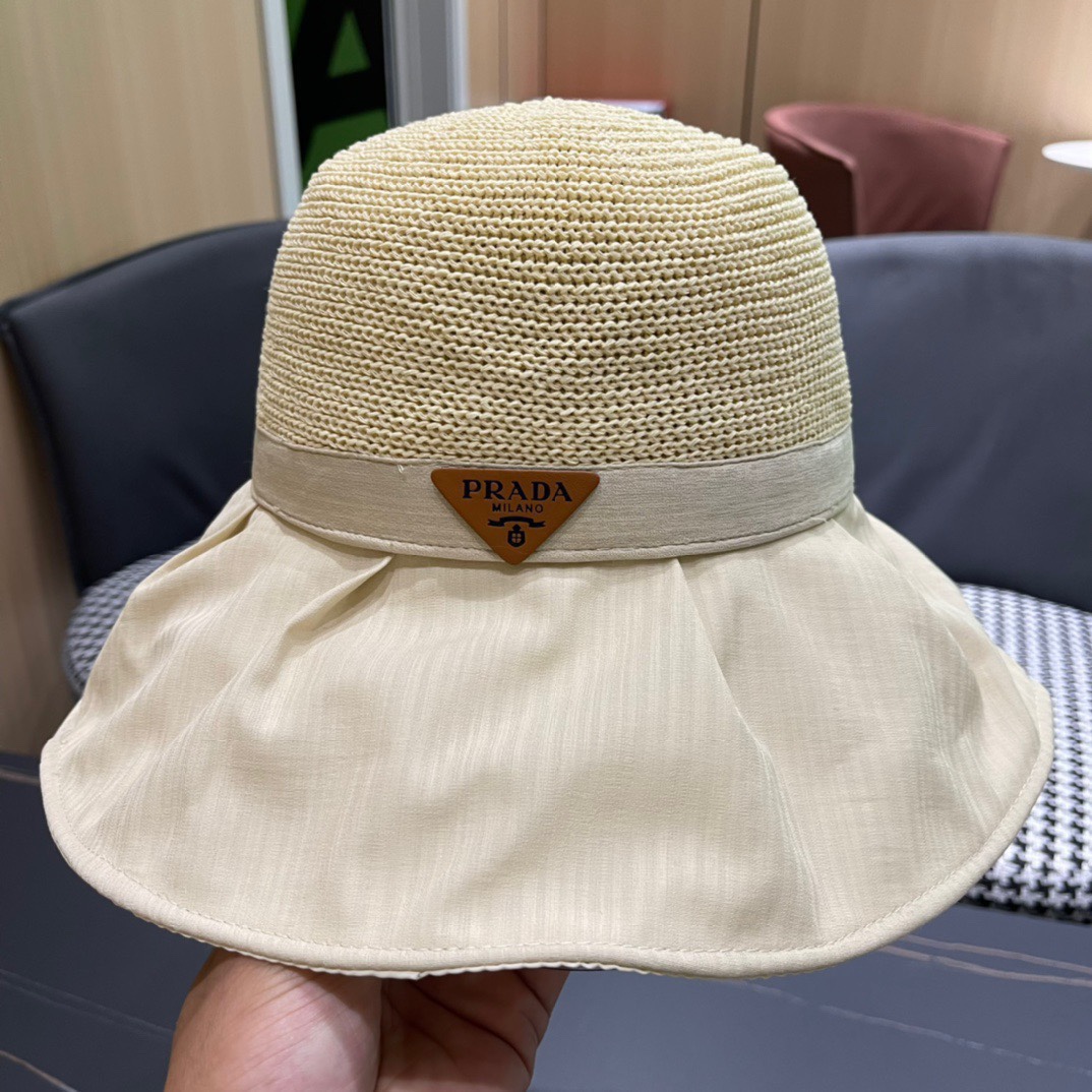 【PRADA普拉达】最新大桶遮阳渔夫帽，日常款超好搭配，出街单品