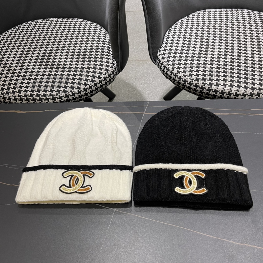 Gorro de punto de rayas nuevo 2024 de CHANEL, clásico y sencillo de Chanel, nuevo producto de gran venta
