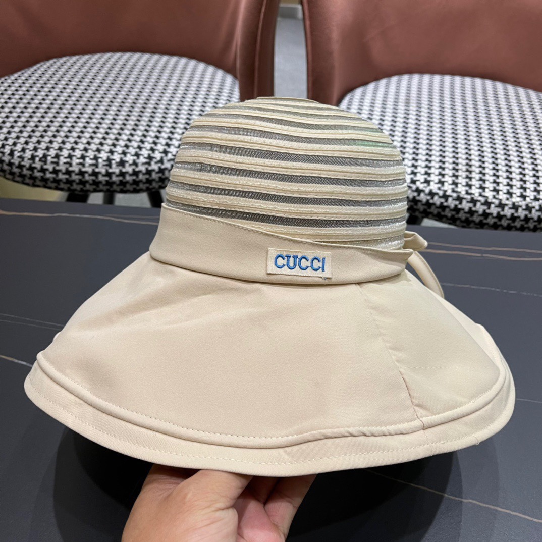  GUCCI古奇 2024新款韩版百搭遮脸防晒帽户外防紫外线渔夫帽