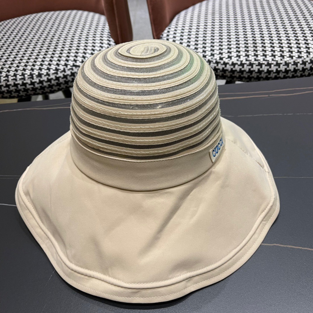  GUCCI古奇 2024新款韩版百搭遮脸防晒帽户外防紫外线渔夫帽