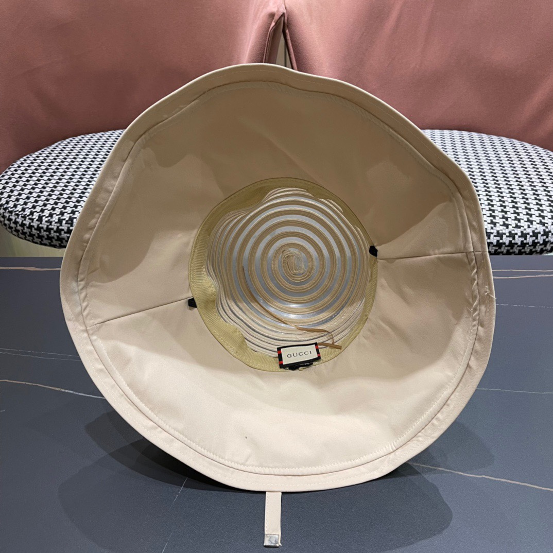  GUCCI古奇 2024新款韩版百搭遮脸防晒帽户外防紫外线渔夫帽