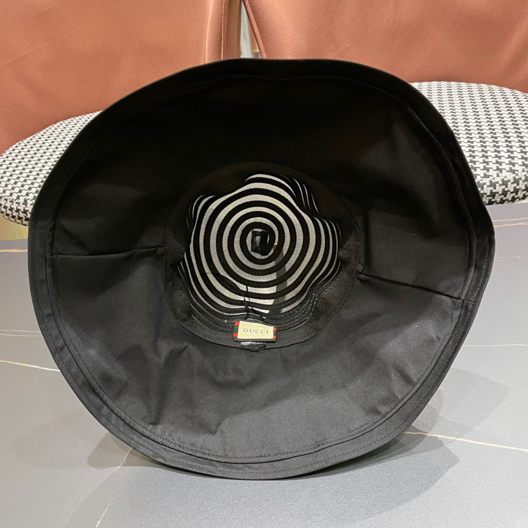  GUCCI古奇 2024新款韩版百搭遮脸防晒帽户外防紫外线渔夫帽