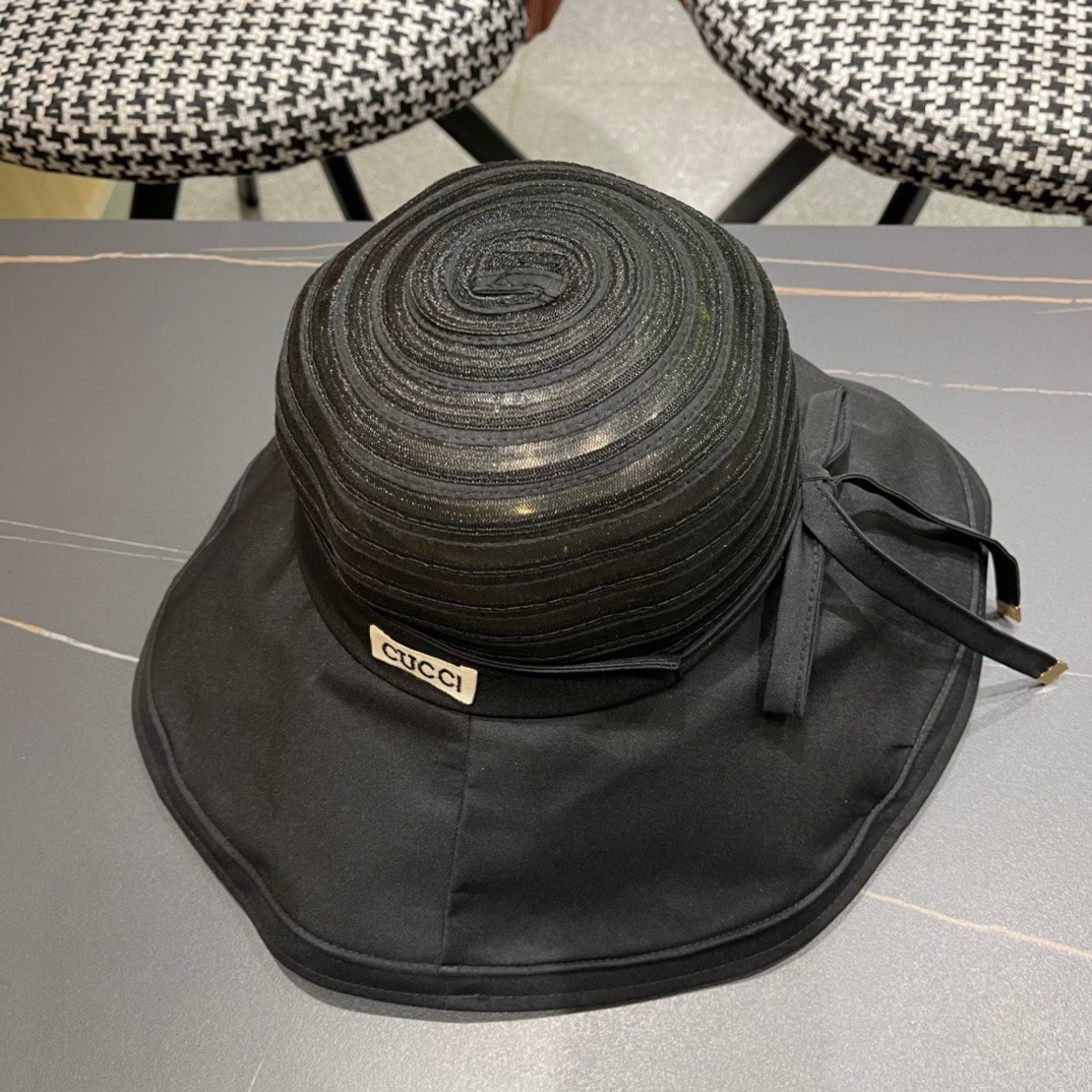  GUCCI古奇 2024新款韩版百搭遮脸防晒帽户外防紫外线渔夫帽