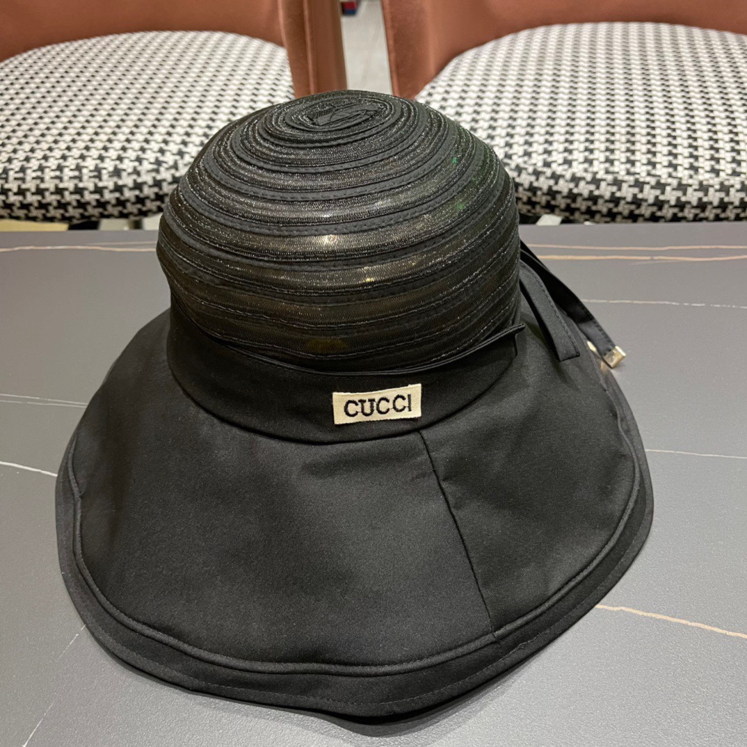  GUCCI古奇 2024新款韩版百搭遮脸防晒帽户外防紫外线渔夫帽