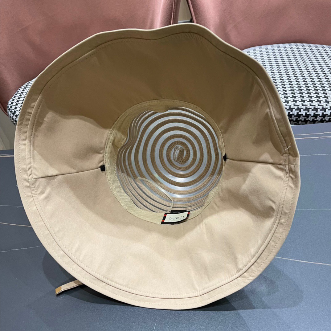  GUCCI古奇 2024新款韩版百搭遮脸防晒帽户外防紫外线渔夫帽