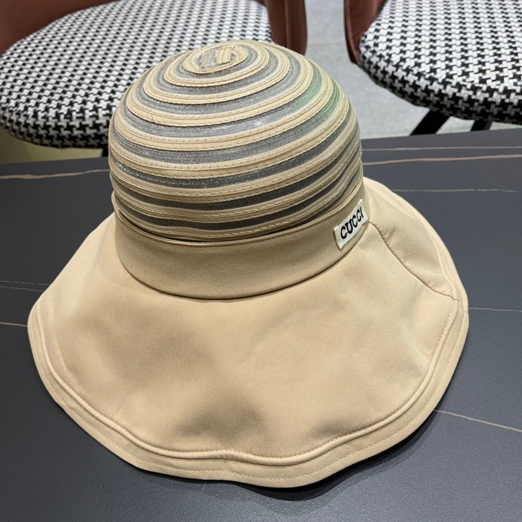 GUCCI古奇 2024新款韩版百搭遮脸防晒帽户外防紫外线渔夫帽