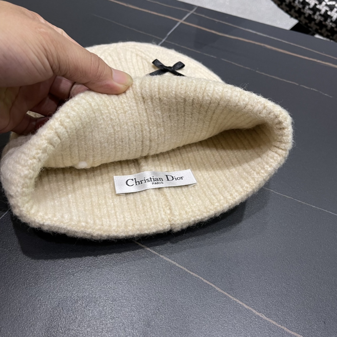 Dior迪奥韩版简约羊毛软糯针织帽百搭休闲护耳保暖毛线帽冷帽冬