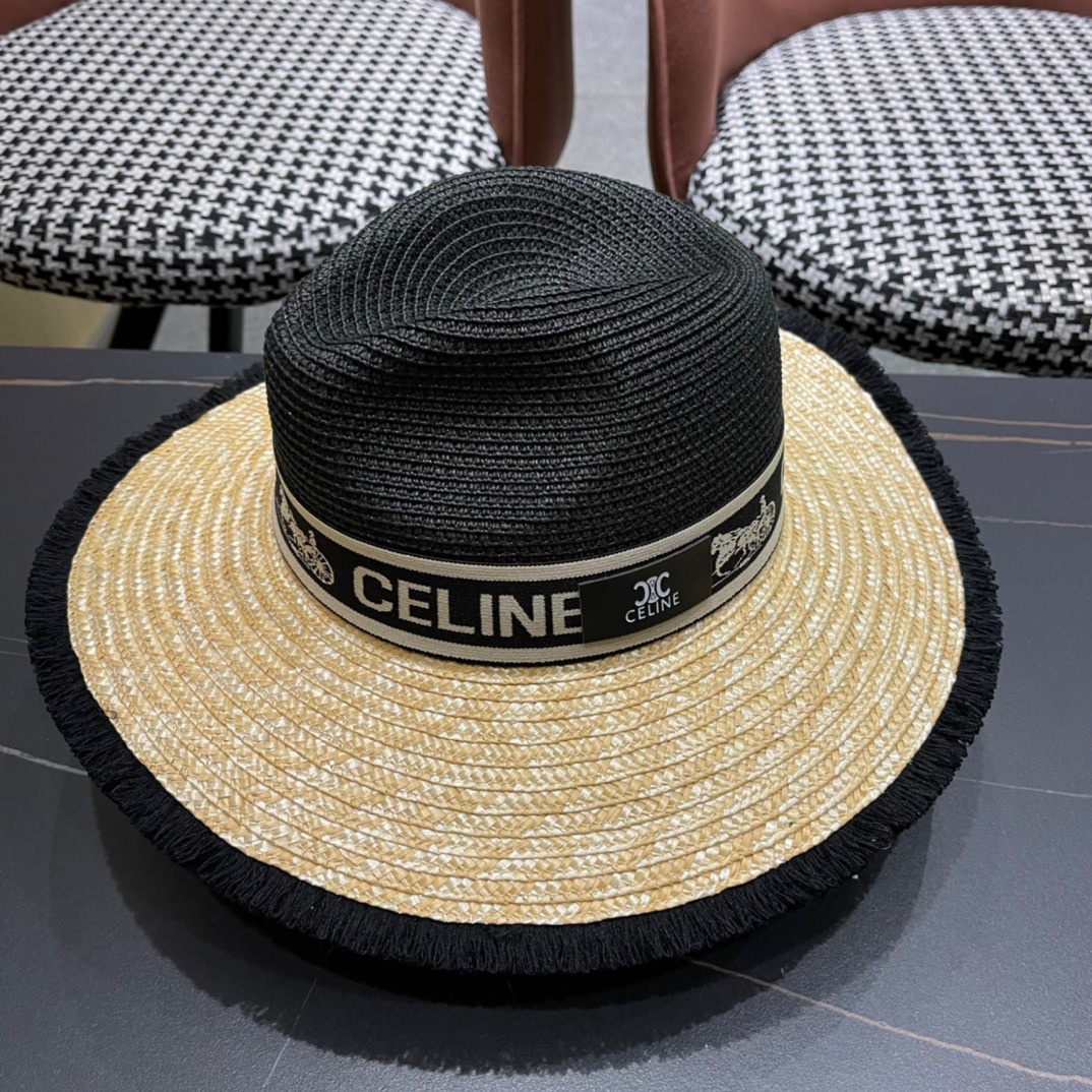 【CELINE赛琳】2026新款密织草帽  夏天海边首选～明星同款～大牌简约