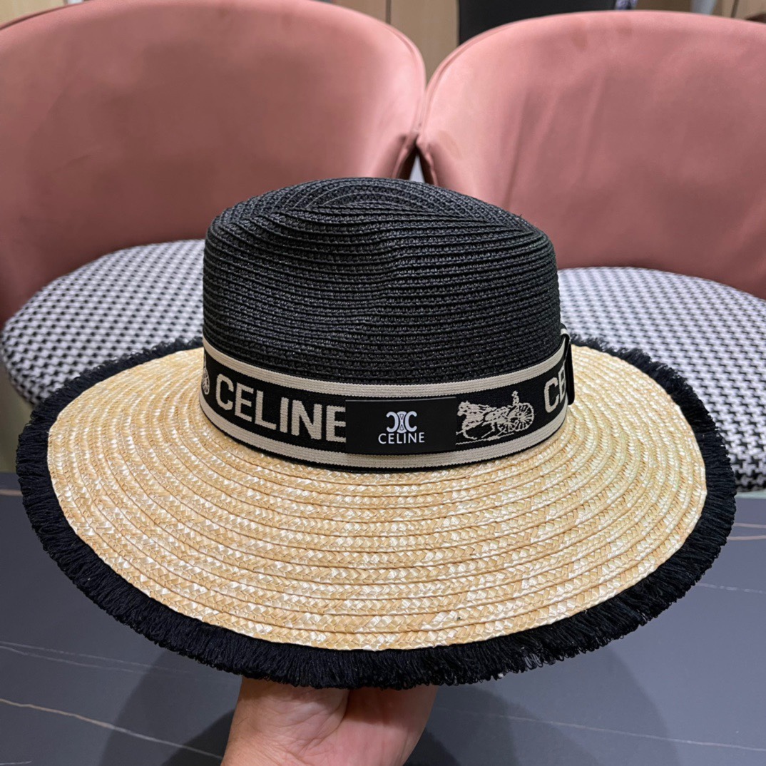 【CELINE赛琳】2026新款密织草帽  夏天海边首选～明星同款～大牌简约