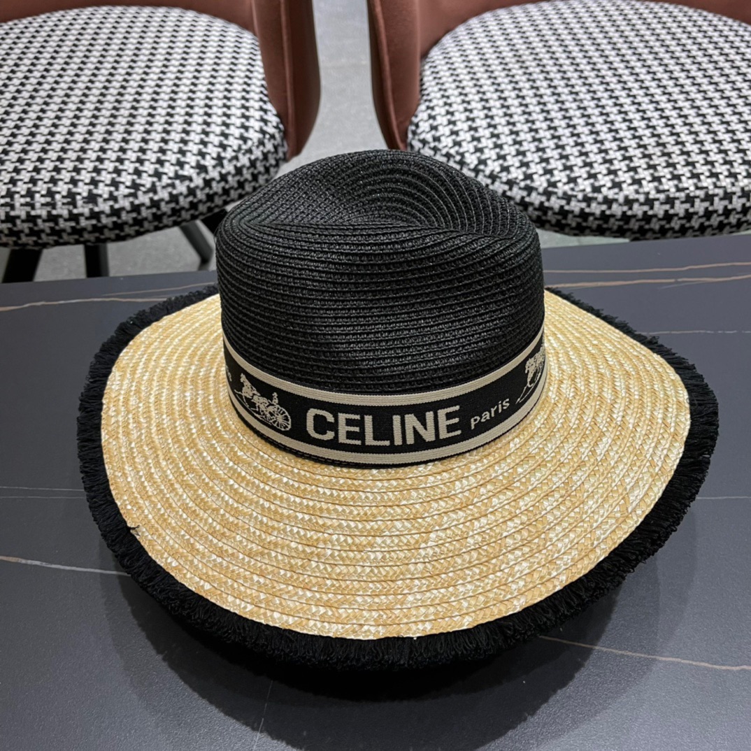 【CELINE赛琳】2026新款密织草帽  夏天海边首选～明星同款～大牌简约