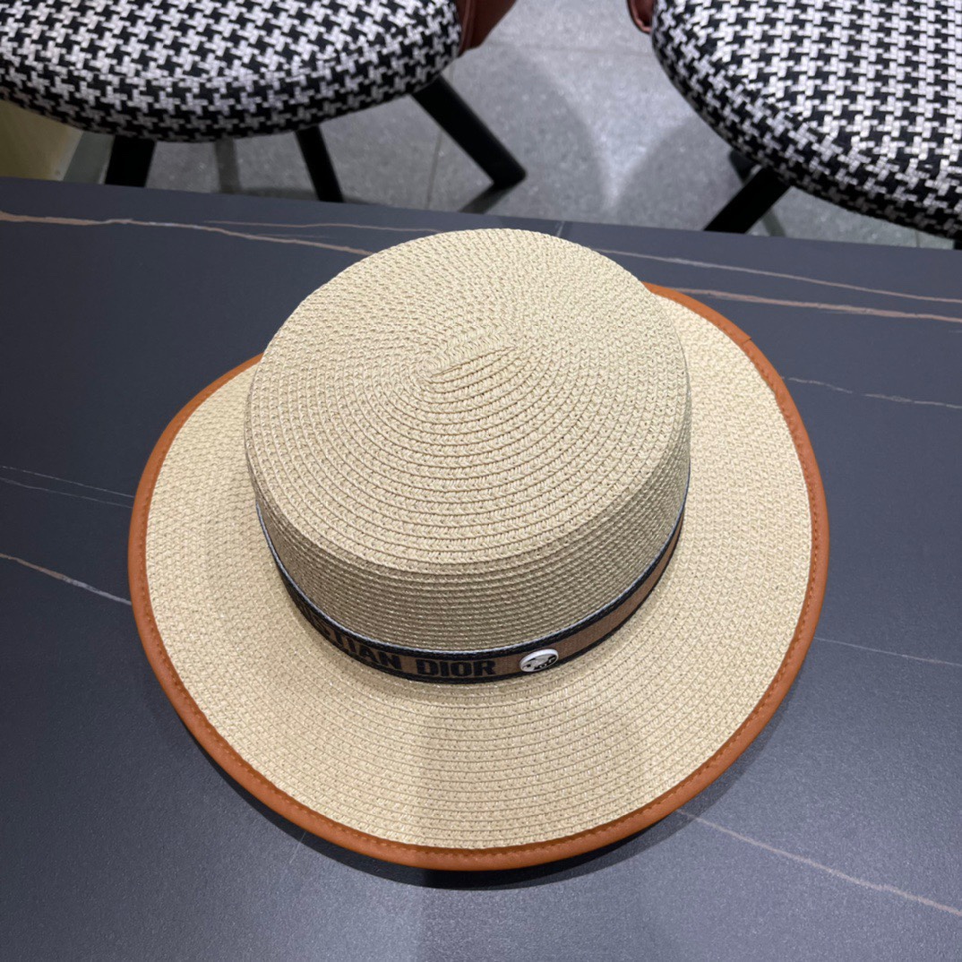 【DIOR迪奥】2026新款平顶皮边草帽，出街必备超好搭配，