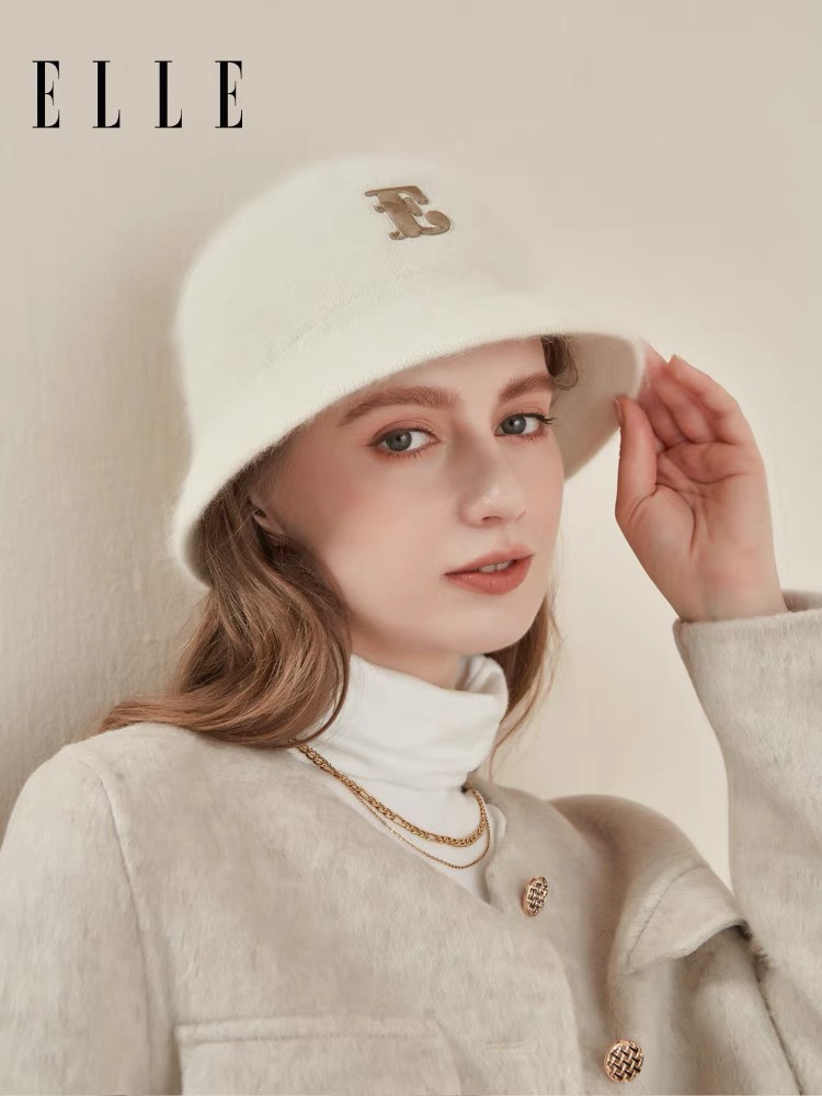 迪奥DIOR简约针织渔夫帽子2024女秋冬毛绒混羊毛时装定型帽潮