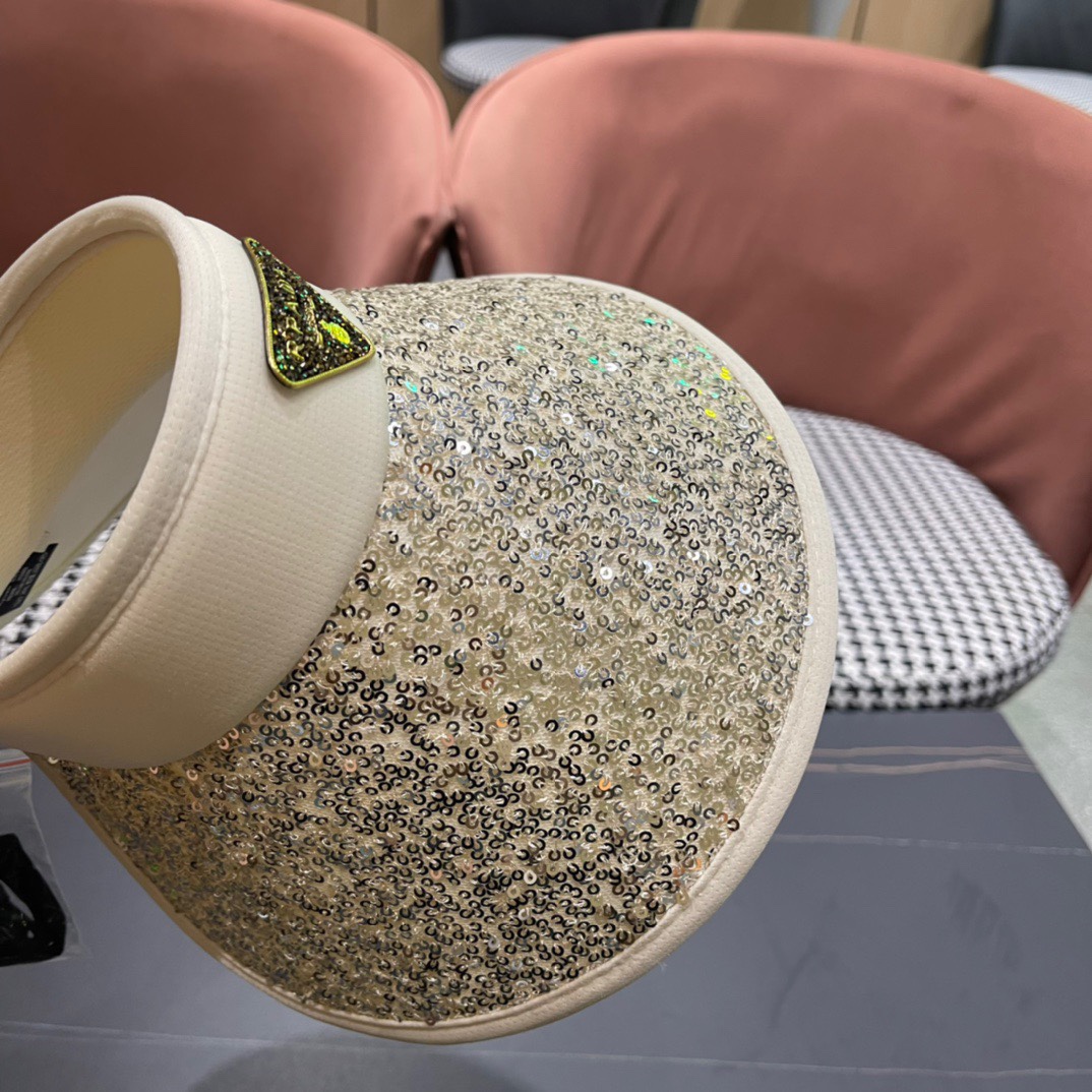  Prada普拉达2024春夏新款带钻空顶帽缎面包边空顶，细辫遮阳率99%，高颜值