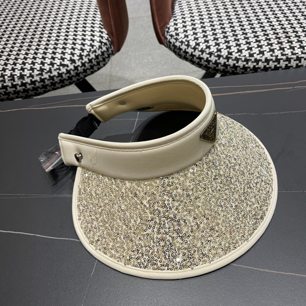  Prada普拉达2024春夏新款带钻空顶帽缎面包边空顶，细辫遮阳率99%，高颜值