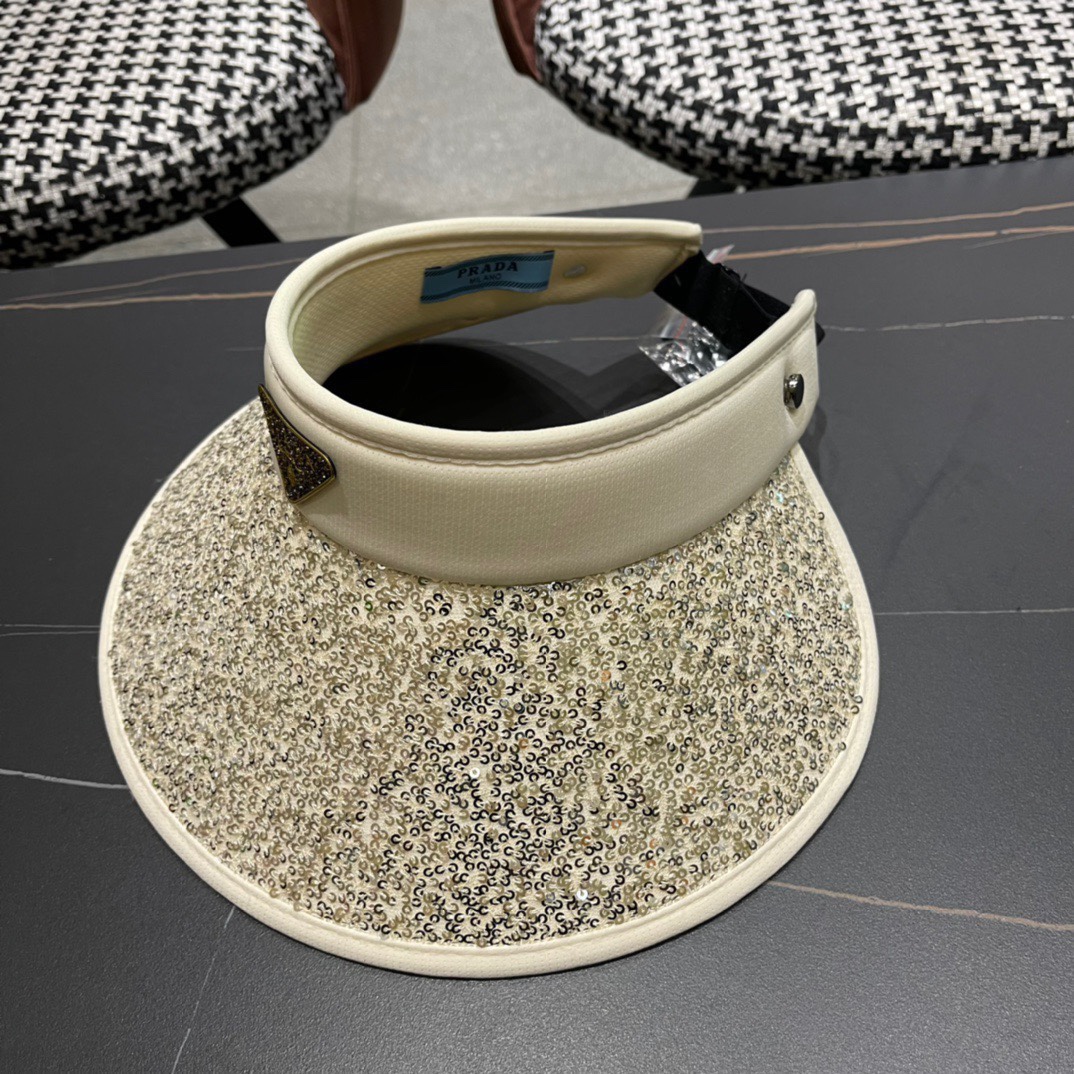  Prada普拉达2024春夏新款带钻空顶帽缎面包边空顶，细辫遮阳率99%，高颜值