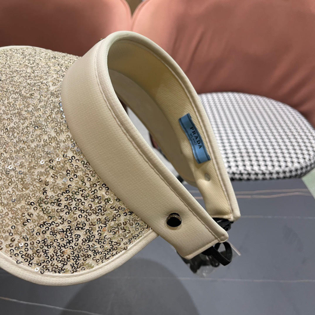  Prada普拉达2024春夏新款带钻空顶帽缎面包边空顶，细辫遮阳率99%，高颜值