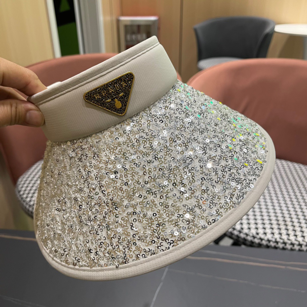  Prada普拉达2024春夏新款带钻空顶帽缎面包边空顶，细辫遮阳率99%，高颜值