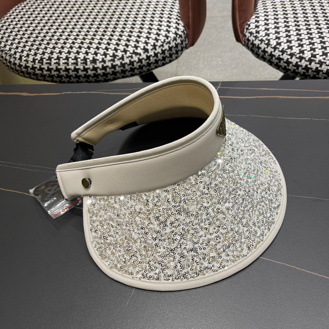  Prada普拉达2024春夏新款带钻空顶帽缎面包边空顶，细辫遮阳率99%，高颜值