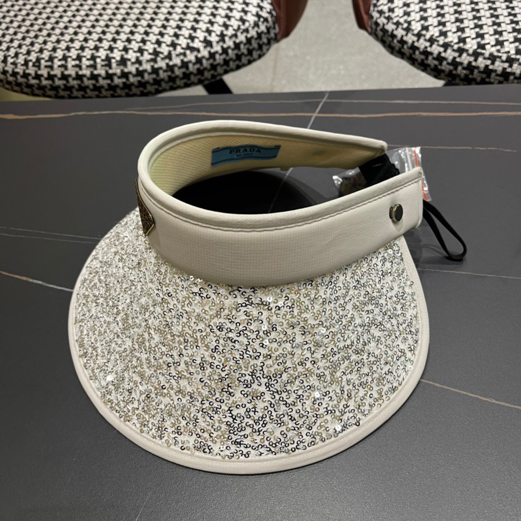  Prada普拉达2024春夏新款带钻空顶帽缎面包边空顶，细辫遮阳率99%，高颜值