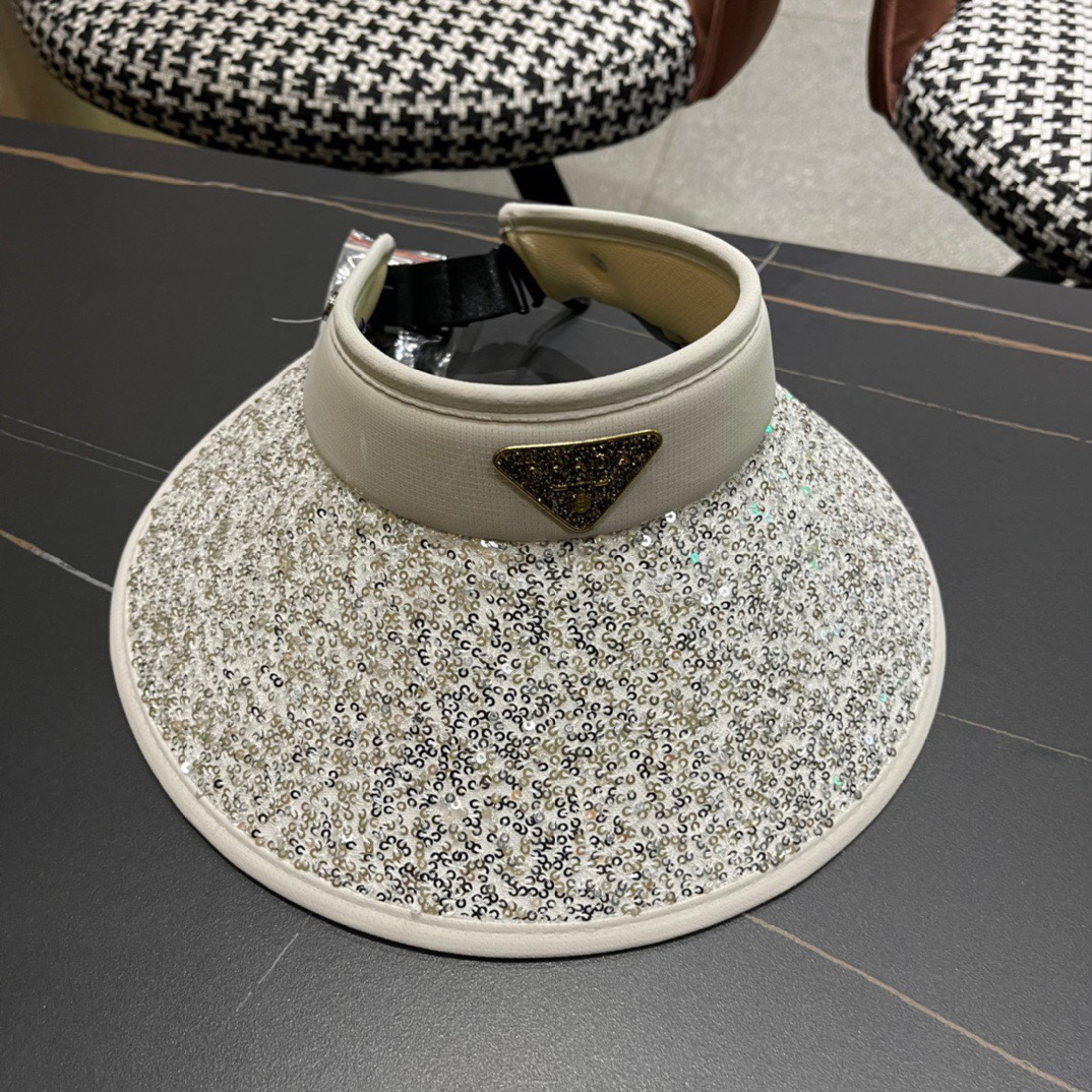  Prada普拉达2024春夏新款带钻空顶帽缎面包边空顶，细辫遮阳率99%，高颜值