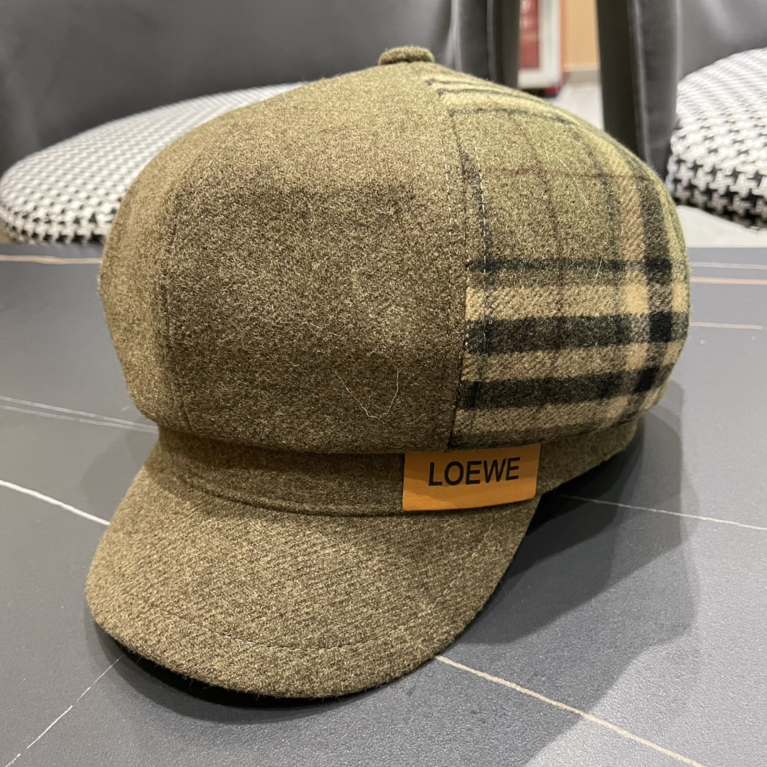 Boina octogonal Loewe para mujer, nueva temporada 2024, estilo coreano de otoño/invierno, gorra de chico de p…
