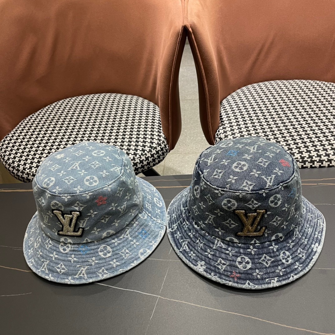 Louis Vuitton 😍Nueva gorra de pescador LV hecha con trabajo pesado♥️Serie de pescador de alta gama y elegante, unisex