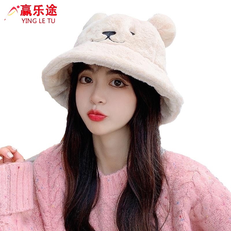 蒙口 moncler小熊加绒渔夫帽女秋冬款大头围时尚百搭显脸小