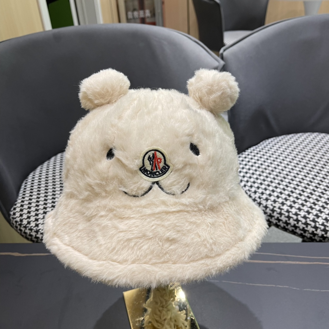 蒙口 moncler小熊加绒渔夫帽女秋冬款大头围时尚百搭显脸小