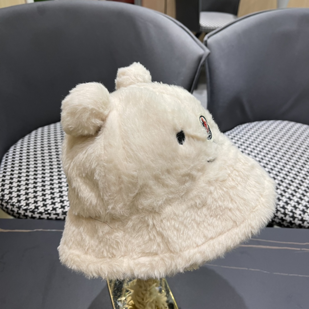 蒙口 moncler小熊加绒渔夫帽女秋冬款大头围时尚百搭显脸小