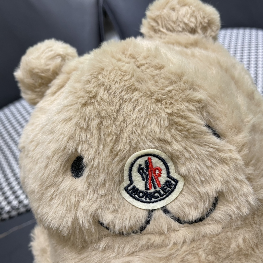 蒙口 moncler小熊加绒渔夫帽女秋冬款大头围时尚百搭显脸小