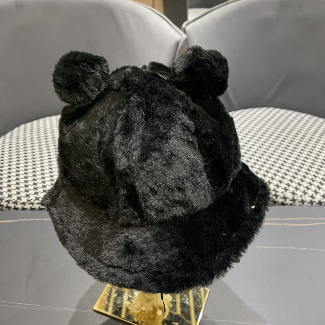 蒙口 moncler小熊加绒渔夫帽女秋冬款大头围时尚百搭显脸小