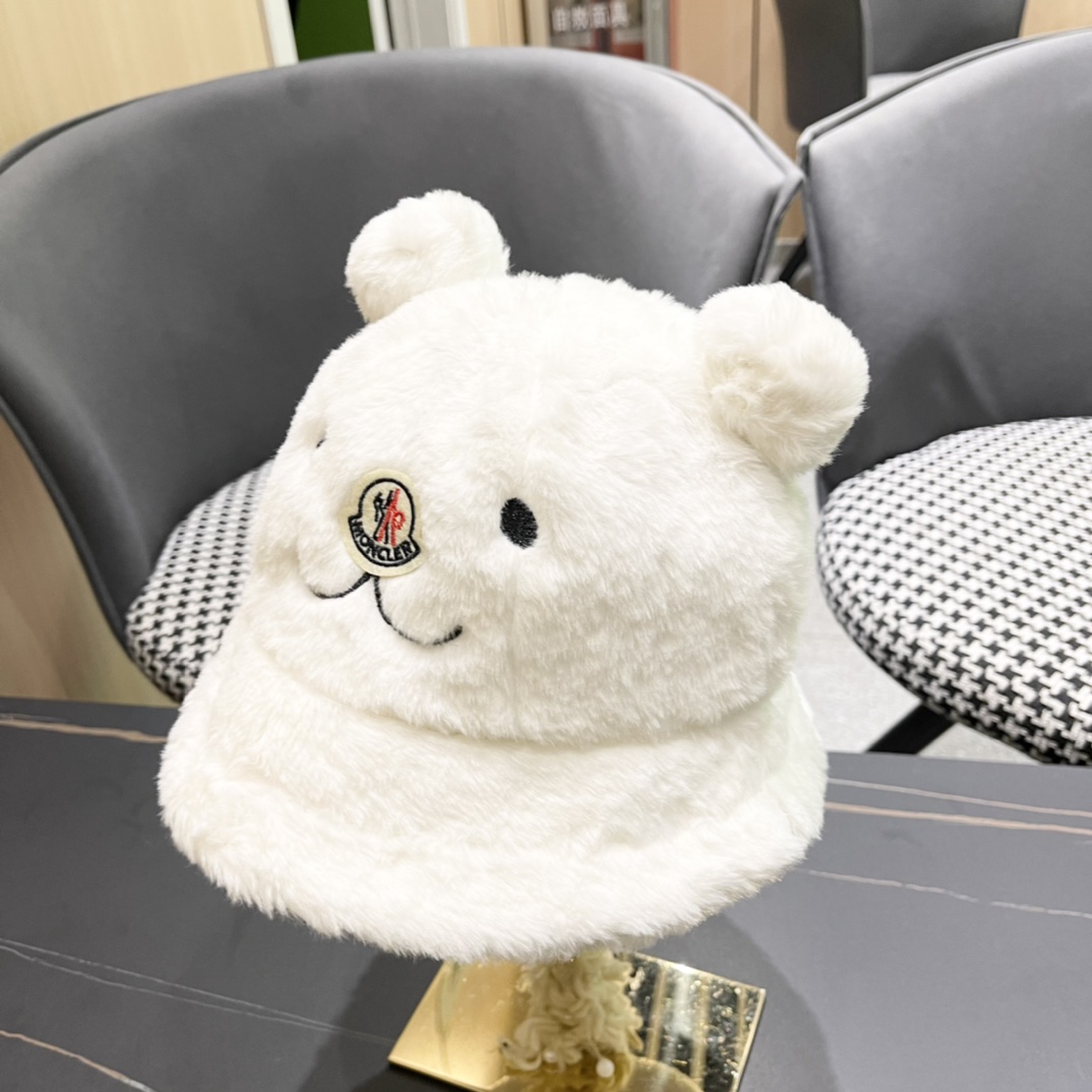 蒙口 moncler小熊加绒渔夫帽女秋冬款大头围时尚百搭显脸小