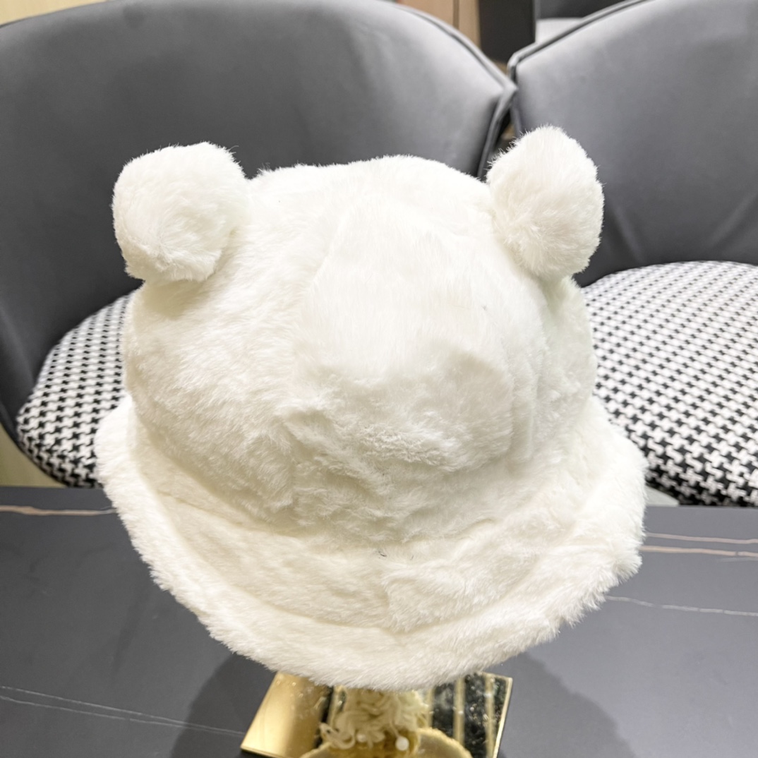 蒙口 moncler小熊加绒渔夫帽女秋冬款大头围时尚百搭显脸小