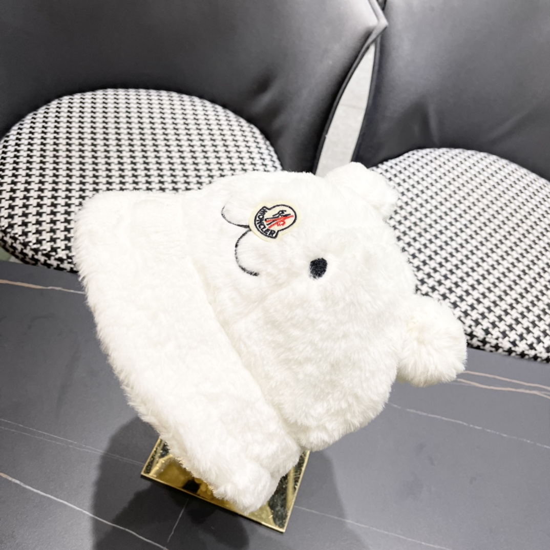 蒙口 moncler小熊加绒渔夫帽女秋冬款大头围时尚百搭显脸小