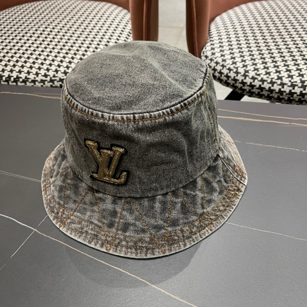 🆕 LouiVuittonLV 2024新款路易威登牛仔老花渔夫帽，简单大方 男女通用遮阳帽，