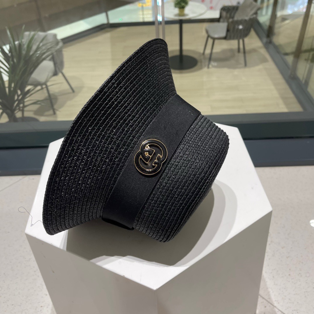  Gucci古奇草帽，纯手工钩织，重工设计风格，沙滩帽，大草帽，头围57cm