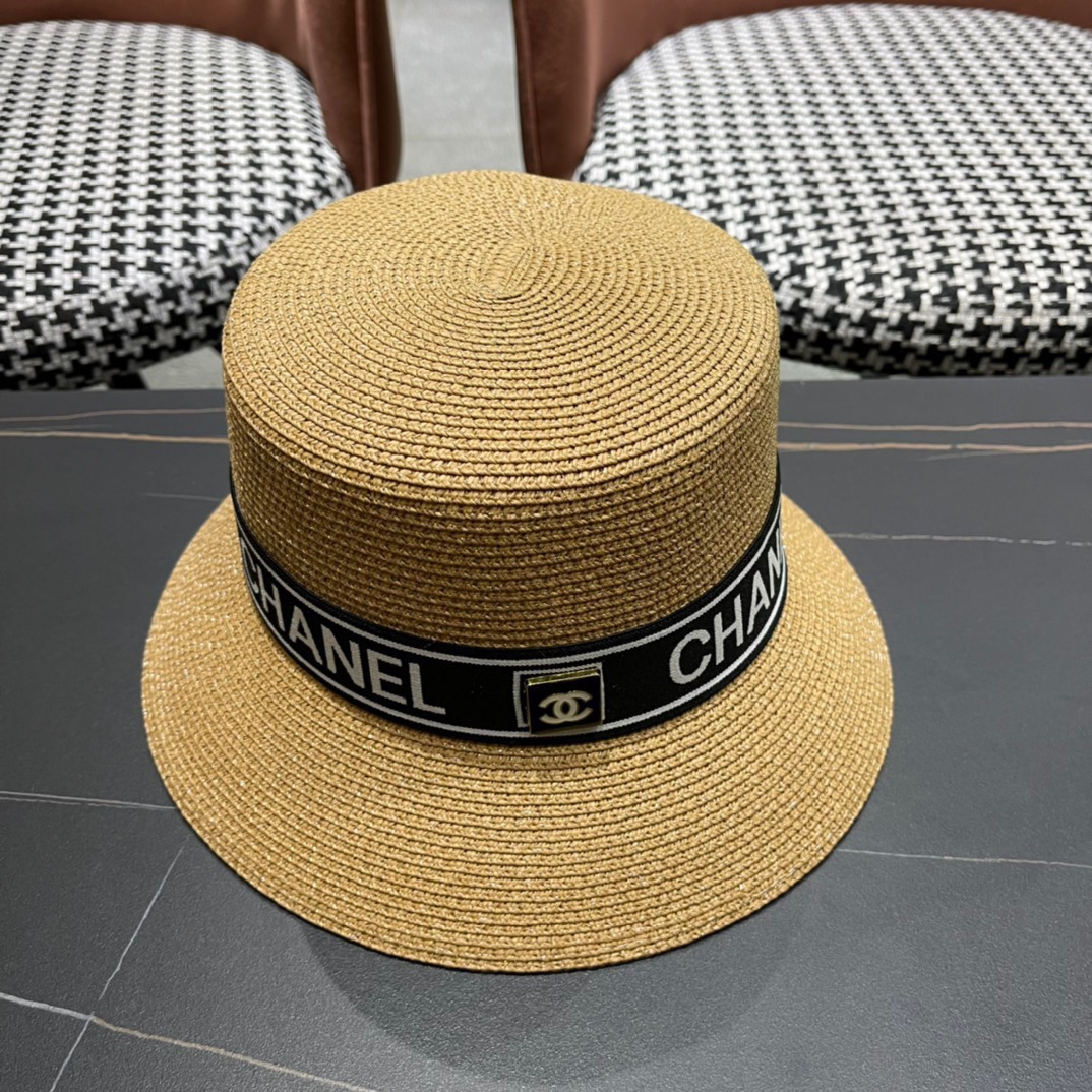 【CHANEL香奈儿】2026新款小香风平顶盆帽草帽出街必备