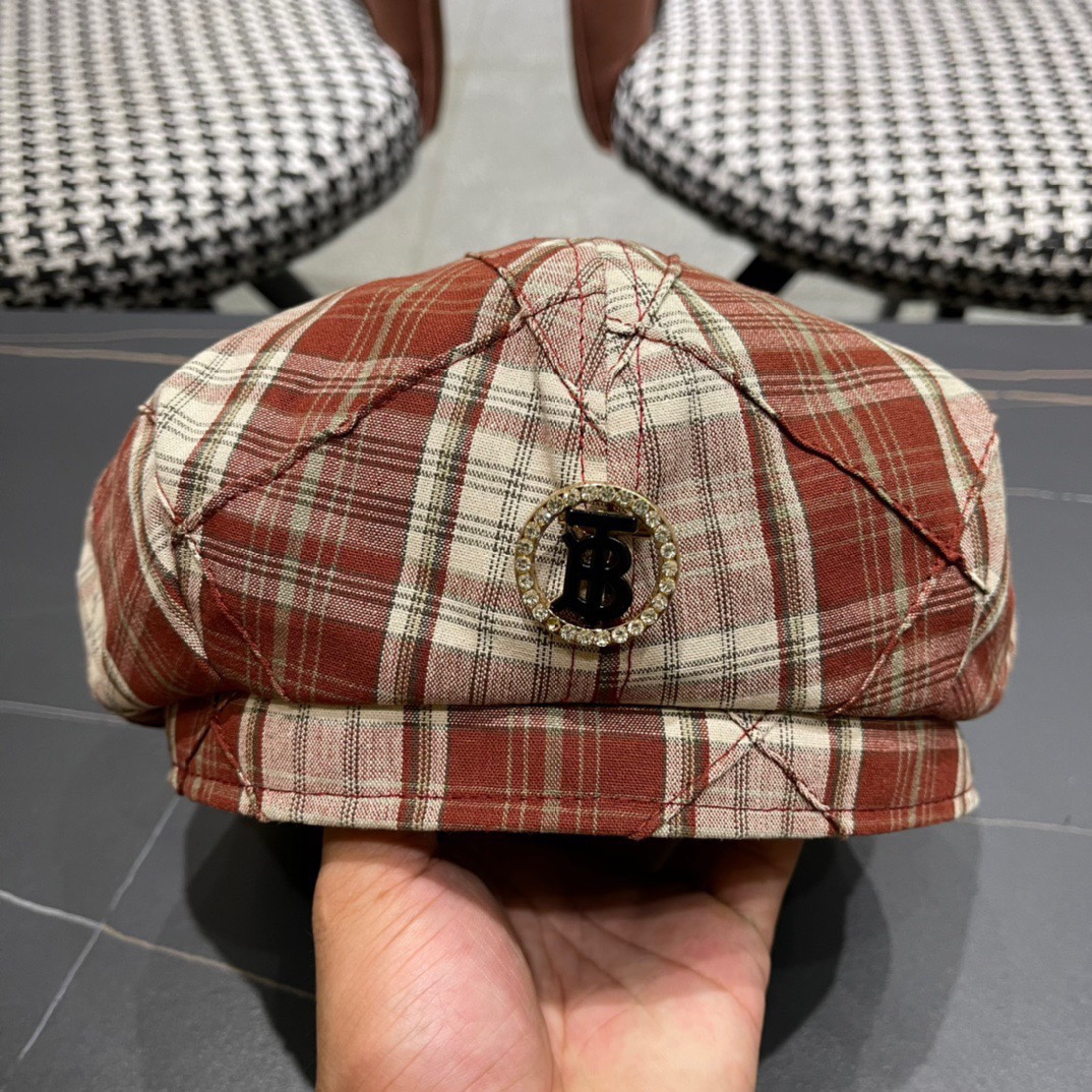  Burberry巴宝莉2024早秋新款格子贝雷帽，画家帽，头围57cm